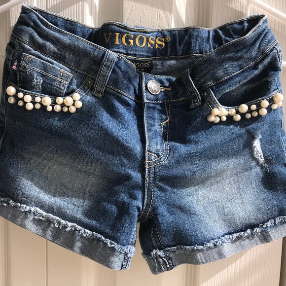 Vigoss Blue Denim Shorts Girls Size 10 - Picture 2 of 8